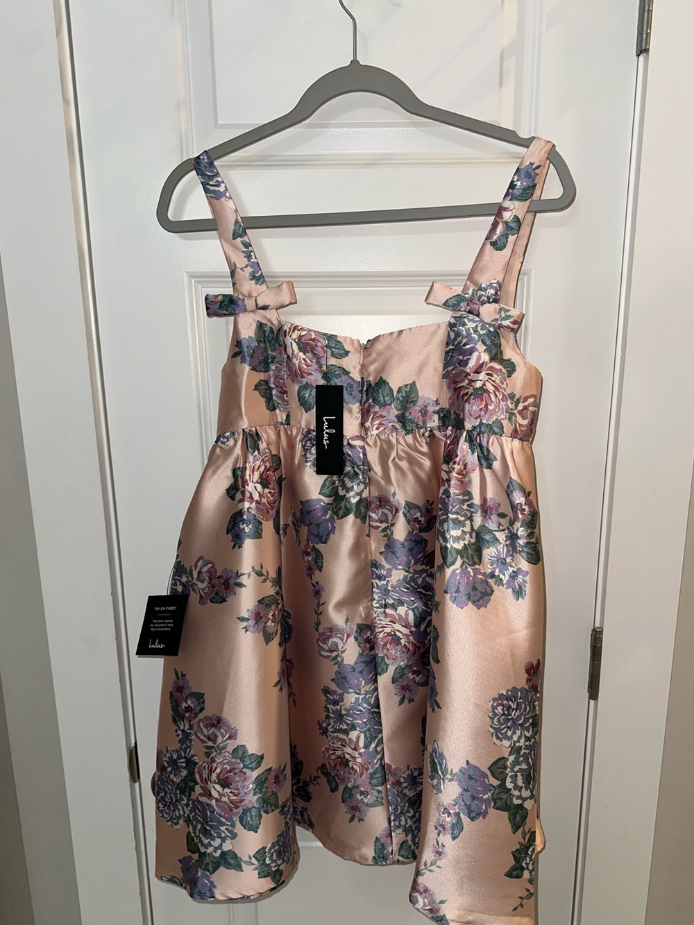 Lulus Unbelievably Lovely Pink Floral Babydoll Empire Waist Mini Dress | Medium - Picture 3 of 4